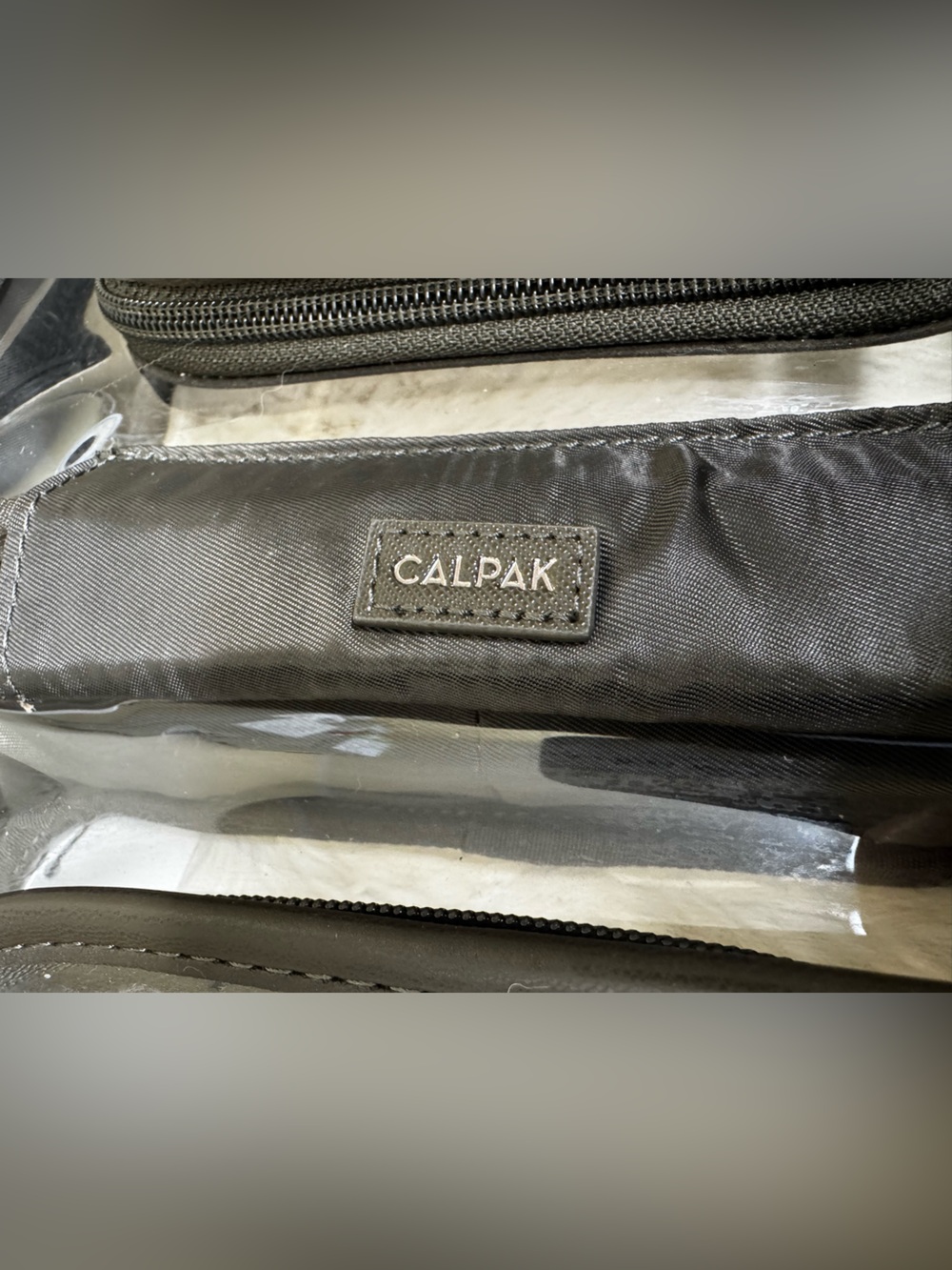 NWT CALPAK Medium Clear Cosmetics Case Mushroom brown Travel Organizer, Anthro - Picture 7 of 9